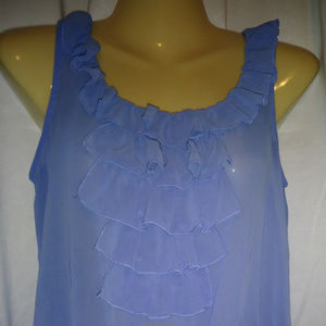 Ann Taylor Loft Sleeveless Sheer Ruffle Front Top